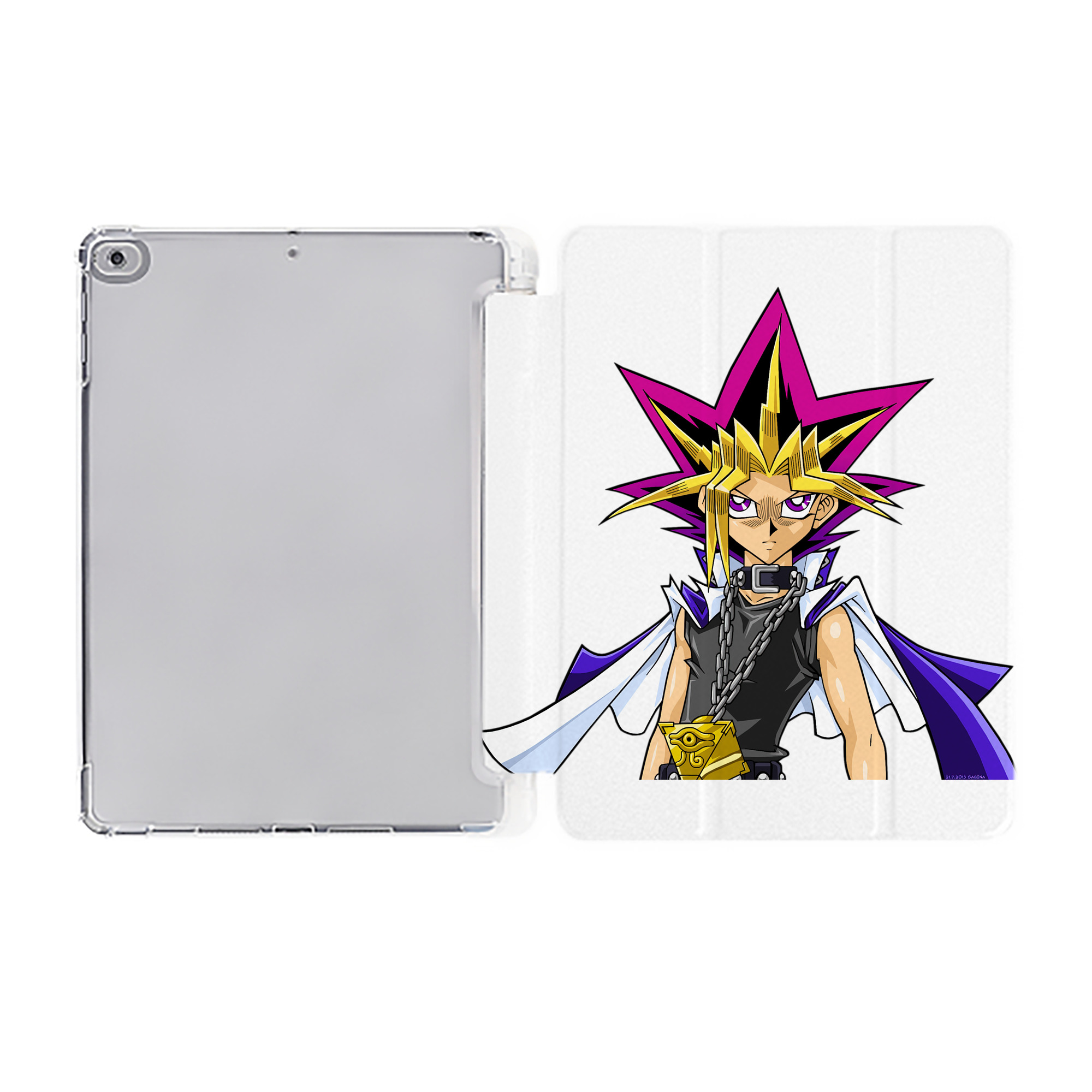 （画像用） 遊☆戯☆王 Yu-Gi-Oh! IPad ケース ペン収納付き 三つ折りスタンド PUレザー×シリコン 対応機種9.5/10.5/10.9インチ